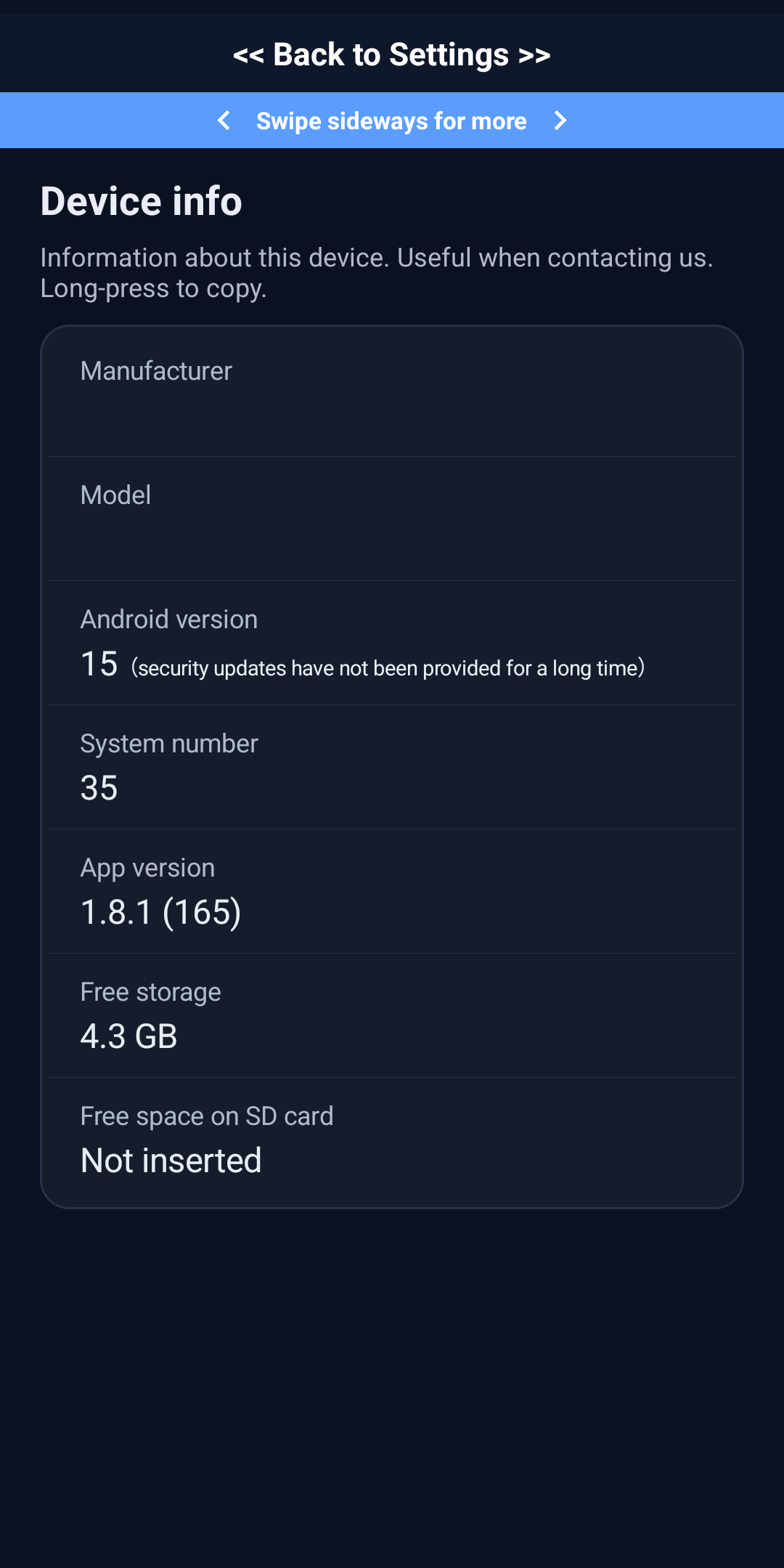 Phone Guardian’s actual Device info screen